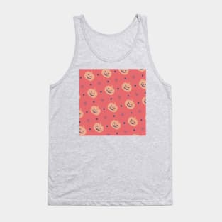 an vintage red and orange halloween pumpkin pattern (halloween, witch, spooky, ghost, cat, cute, witchy, skeleton, creepy, halloween, goth, horror) Tank Top